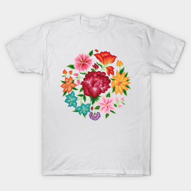 Mexican Floral Bouquet T-Shirt by Akbaly